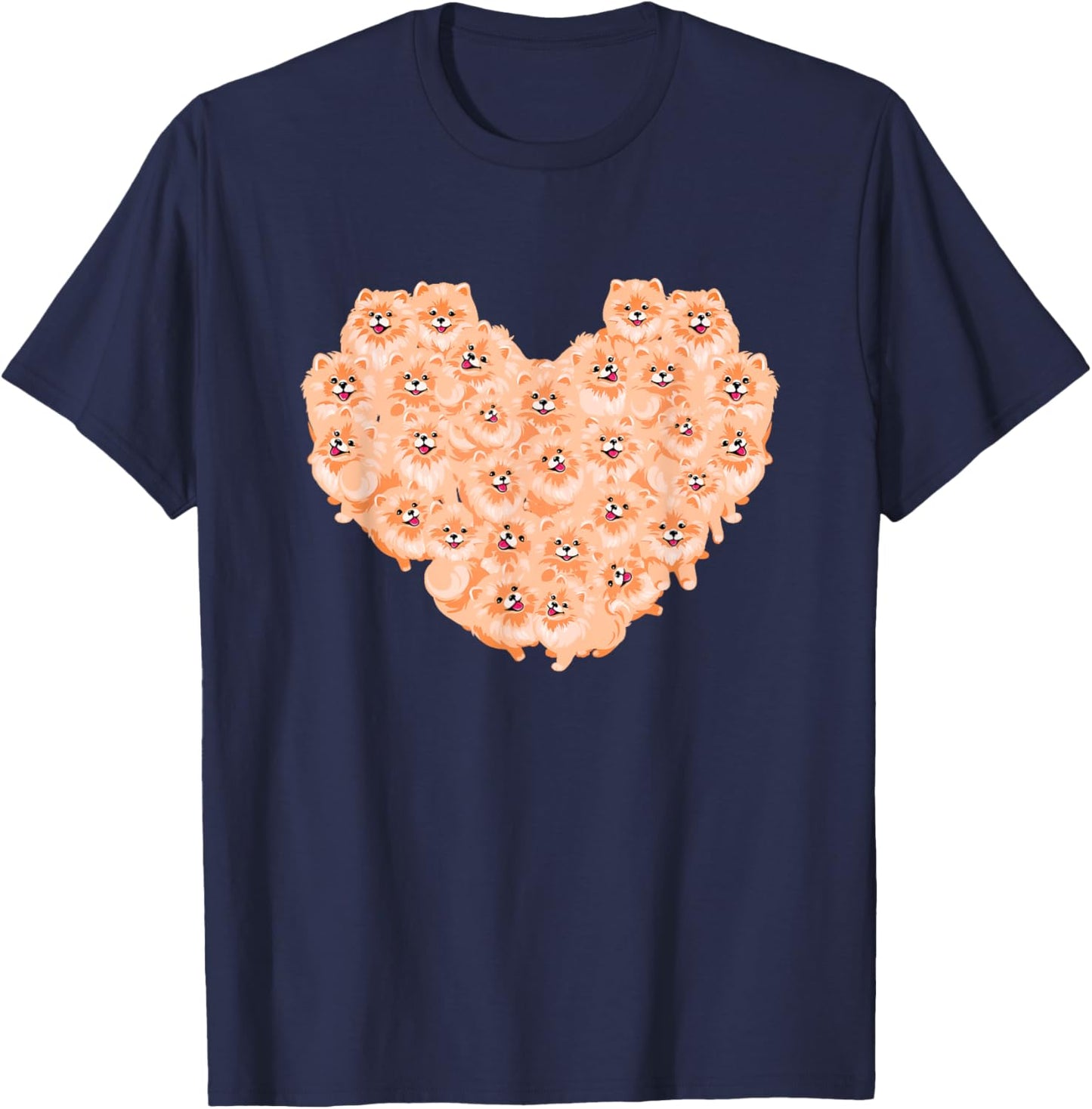 Pomeranian Hearts - Valentine's Day Dog Owner Pet Groomer T-Shirt - T-Shirt | Navy