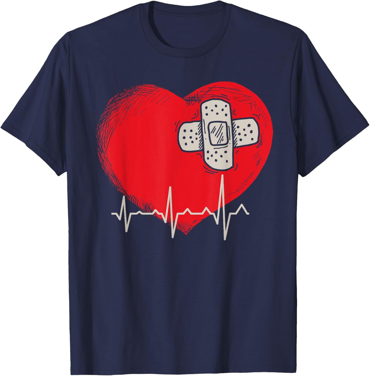 Heart Disease Survivor Awareness Month Support T-Shirt - T-Shirt | Navy