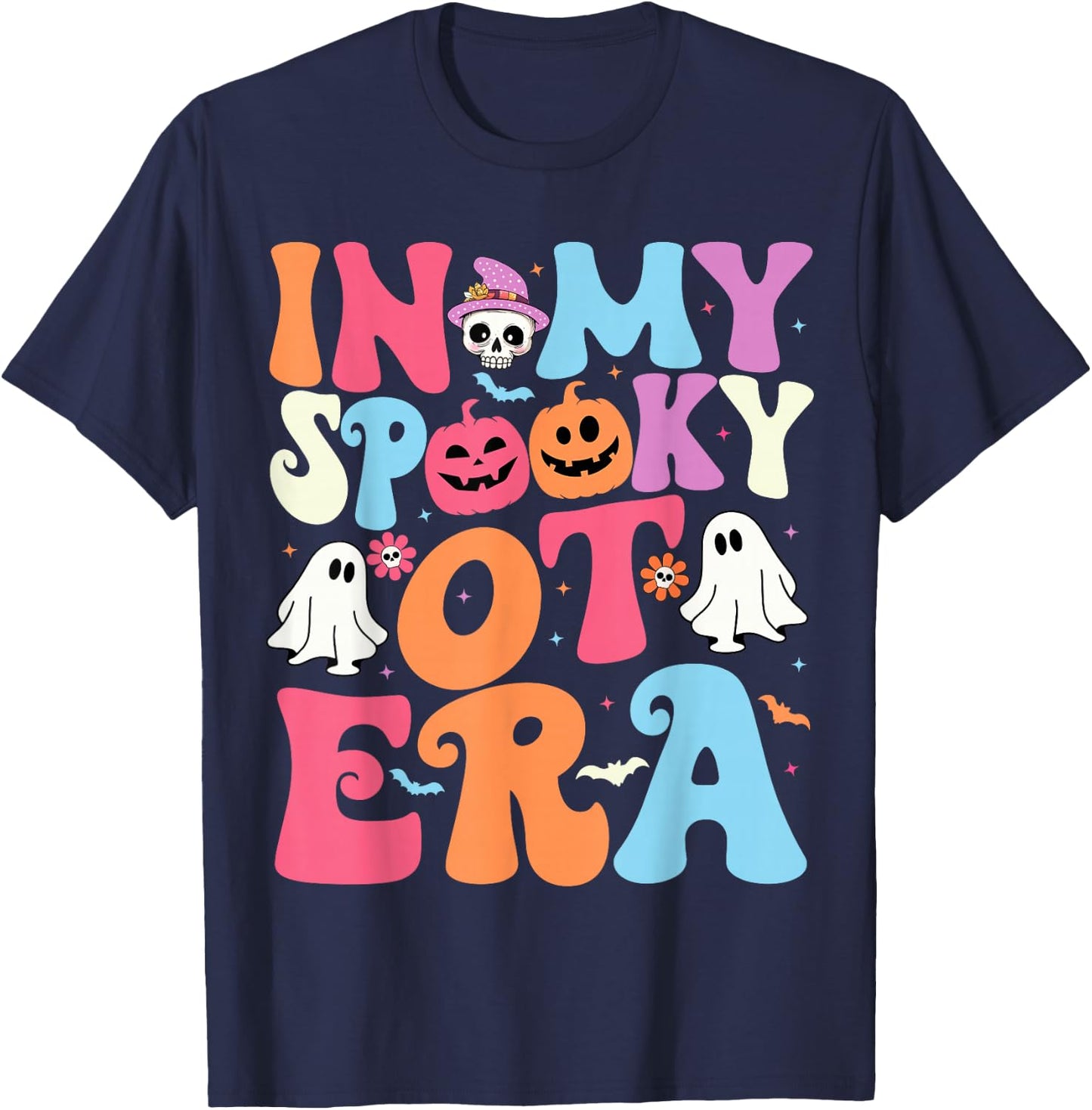 Groovy In My Spooky OT Era Occupational Therapy OT Halloween T-Shirt - T-Shirt | Navy
