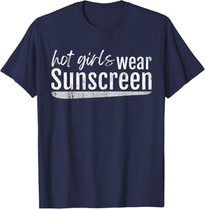 Vintage Hot Girls Wear Sunscreen Dermatology Esthetician SPF T-Shirt - T-Shirt | Navy