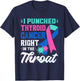 I Punched Thyroid Cancer In The Throat Cancer Ribbon T-Shirt - T-Shirt | Navy