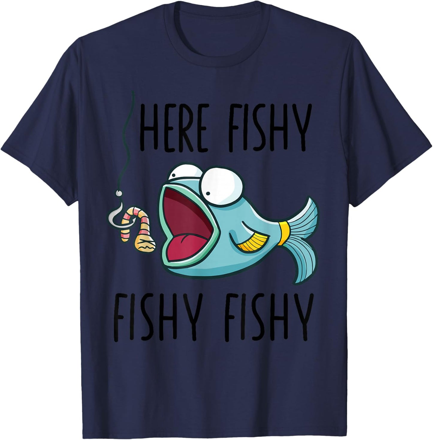 Here-Fishy Shirt Kids Toddler Girls Cute Fish Funny Fishing T-Shirt - T-Shirt | Navy