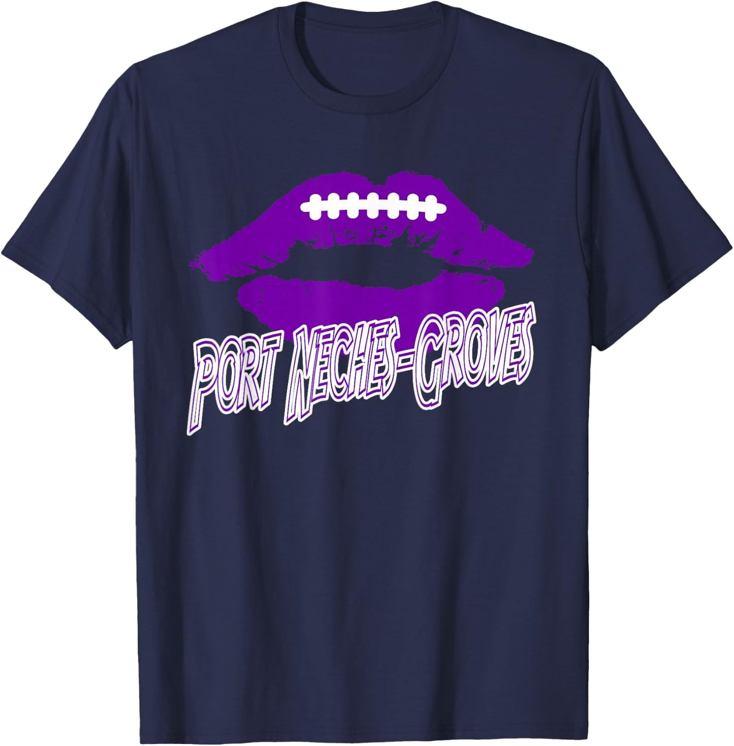 Port Neches-Groves High School Indians Football Lips PNG T-Shirt - T-Shirt | Navy