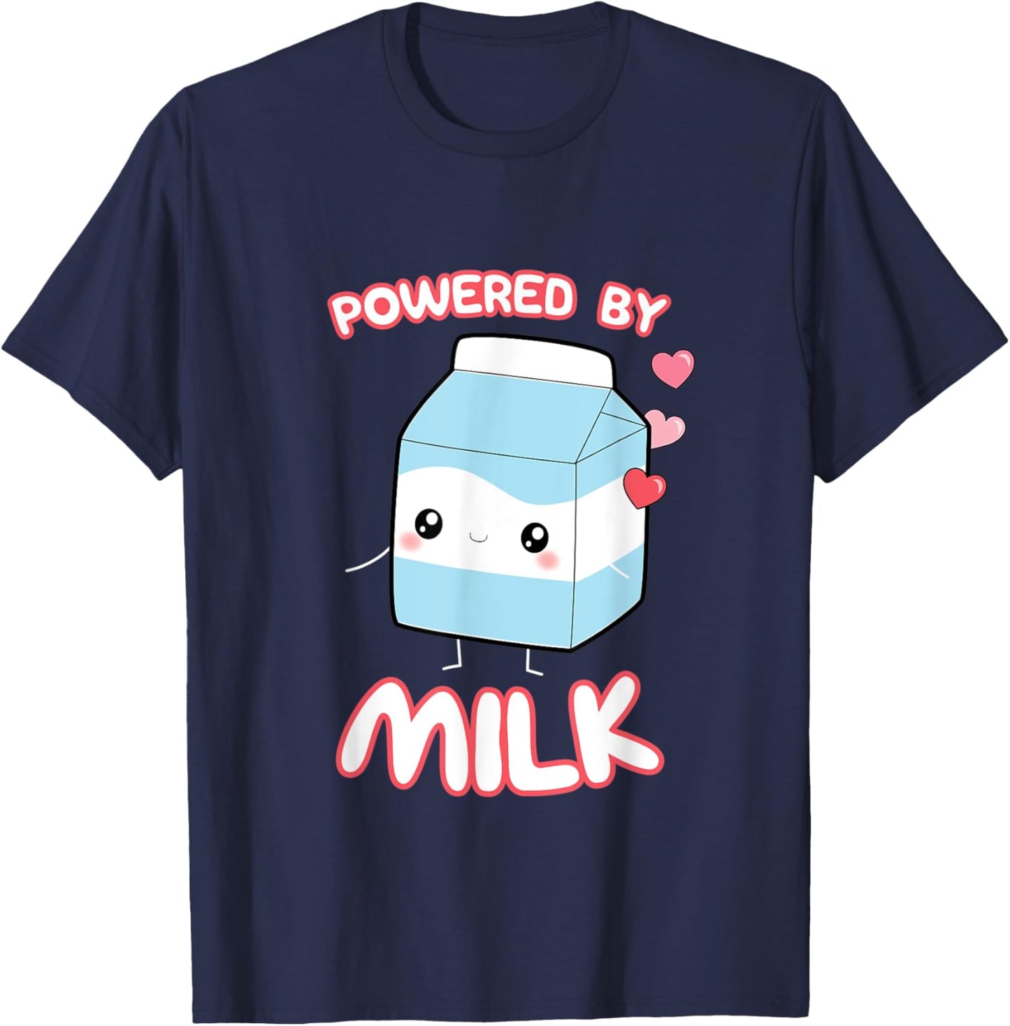 Powered By Milk, Kawaii Milk Otaku Top T-Shirt - T-Shirt | Navy