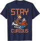 Stay Curious Monkey Reading Funny Book Lover Bookworm Kids T-Shirt - T-Shirt | Navy