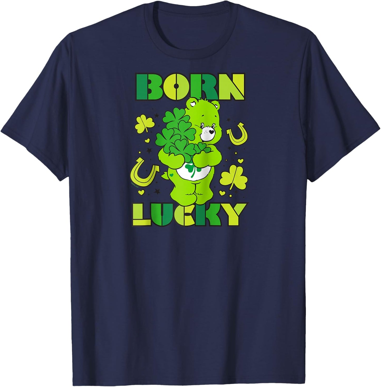 Care Bears Born Lucky Good Luck Bear Raglan Baseball T-Shirt - T-Shirt | Navy