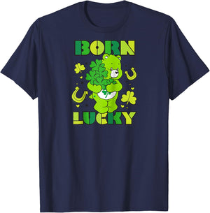 Care Bears Born Lucky Good Luck Bear Raglan Baseball T-Shirt - T-Shirt | Navy
