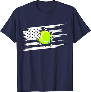 American Flag Tennis Apparel - Tennis T-Shirt - T-Shirt | Navy