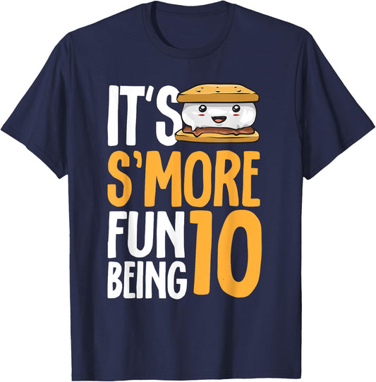 S’more Campfire 10th Birthday Marshmallow Camping Smore T-Shirt - T-Shirt | Navy