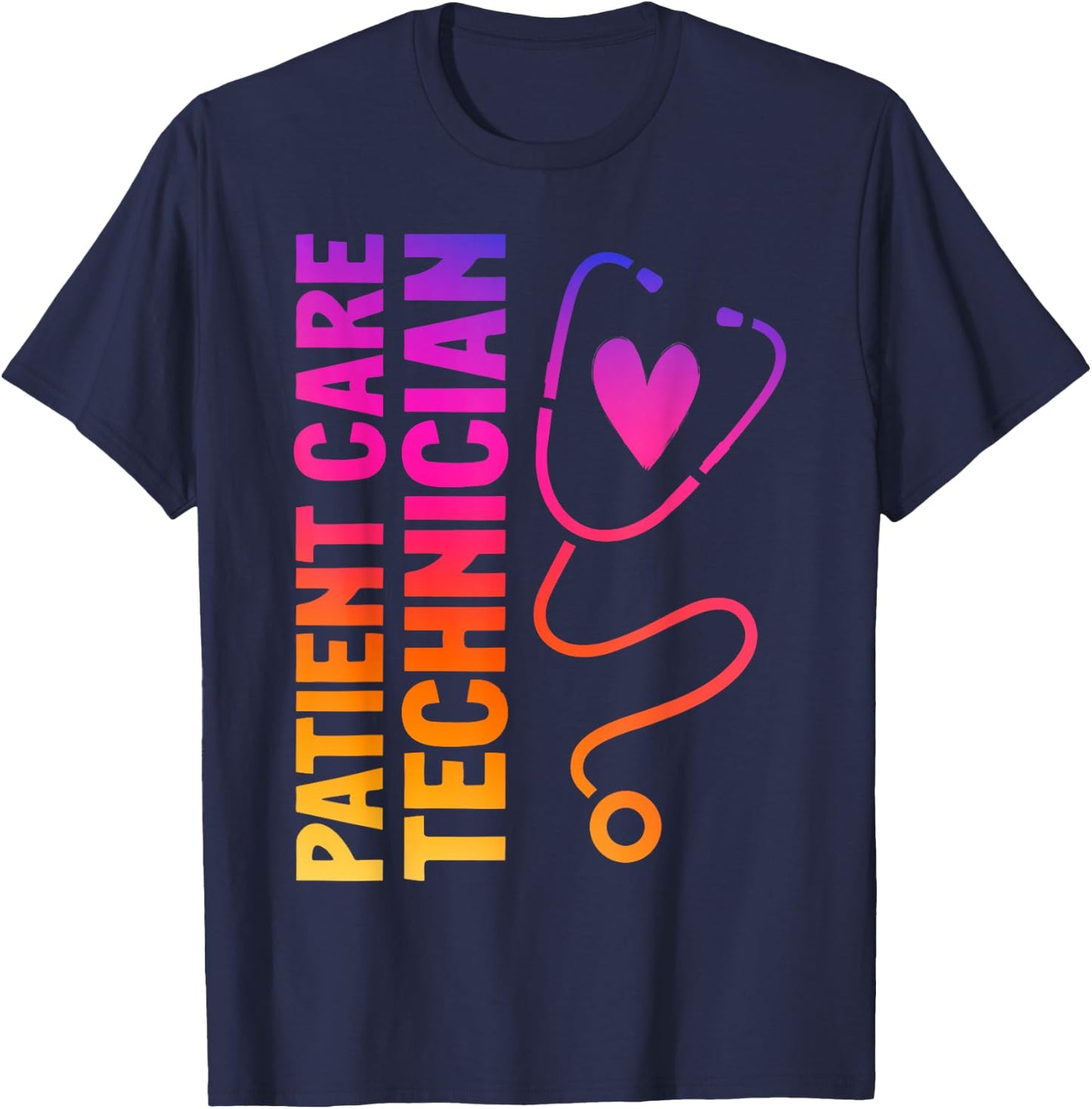 Cute Patient Care Technician Heart Stethoscope T-Shirt - T-Shirt | Navy
