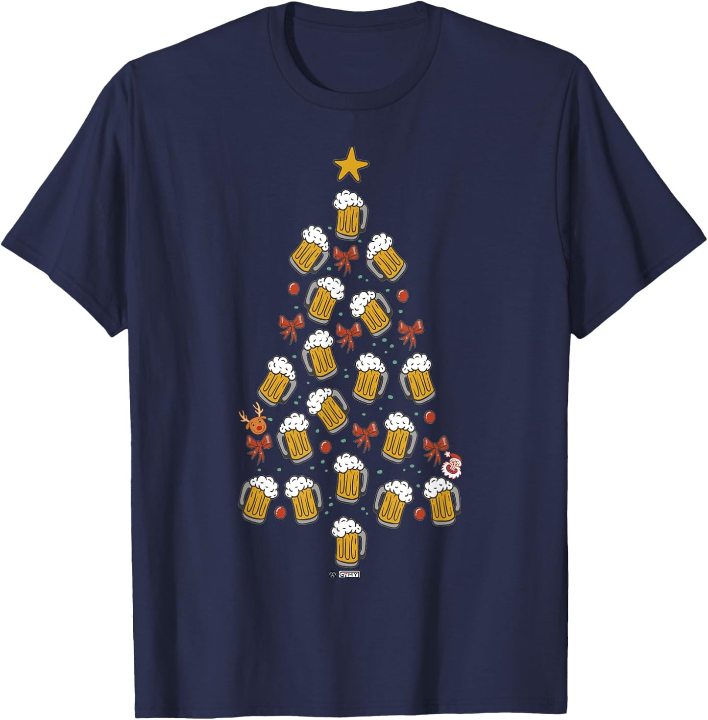 Beer Christmas Tree For Dad, Beer Christmas Men T-Shirt - T-Shirt | Navy