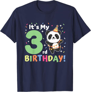 Panda 3rd Birthday For Kids Three Years Old Panda T-Shirt - T-Shirt | Navy
