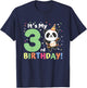 Panda 3rd Birthday For Kids Three Years Old Panda T-Shirt - T-Shirt | Navy