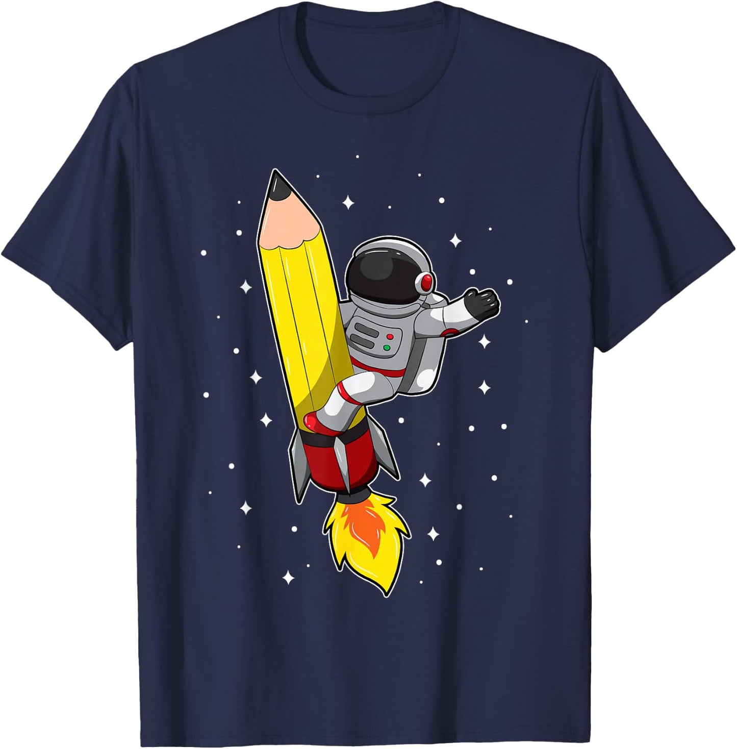 Back To School Astronaut Pencil Rocket Space Funny Kids T-Shirt - T-Shirt | Navy