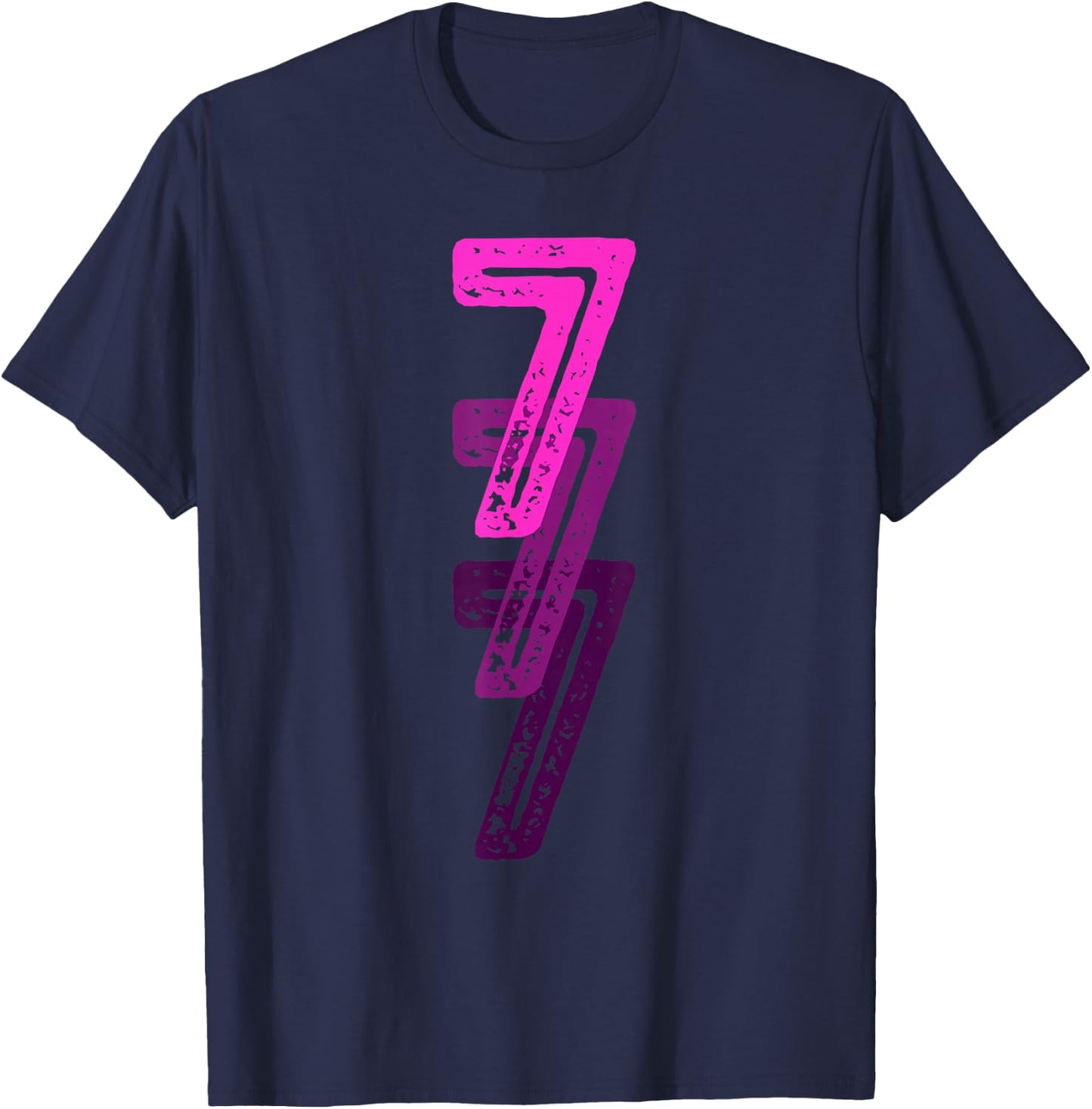 Number 7 Pink Best Classic College Style Birthday Funny T-Shirt - T-Shirt | Navy