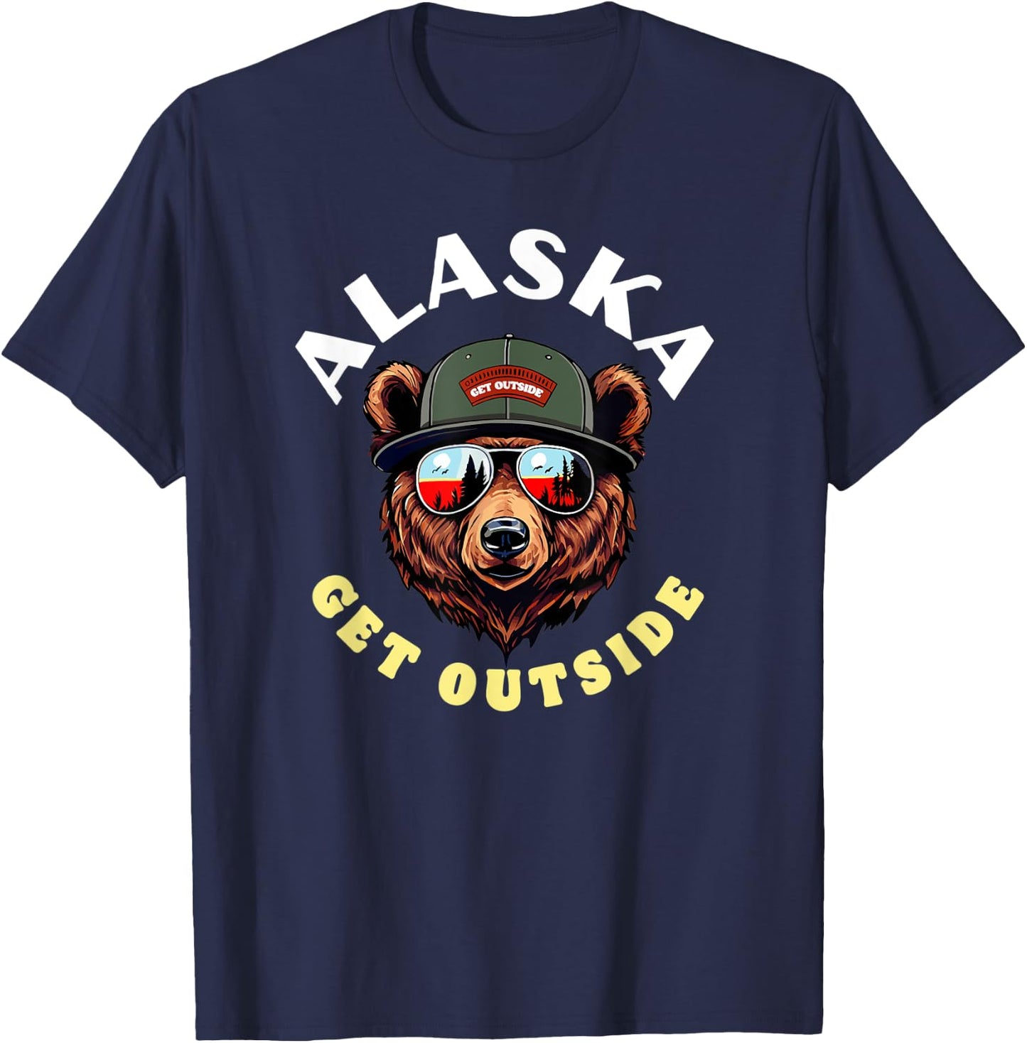 Alaska Hipster Bear Illustration Get Outside! Nature T-Shirt - T-Shirt | Navy