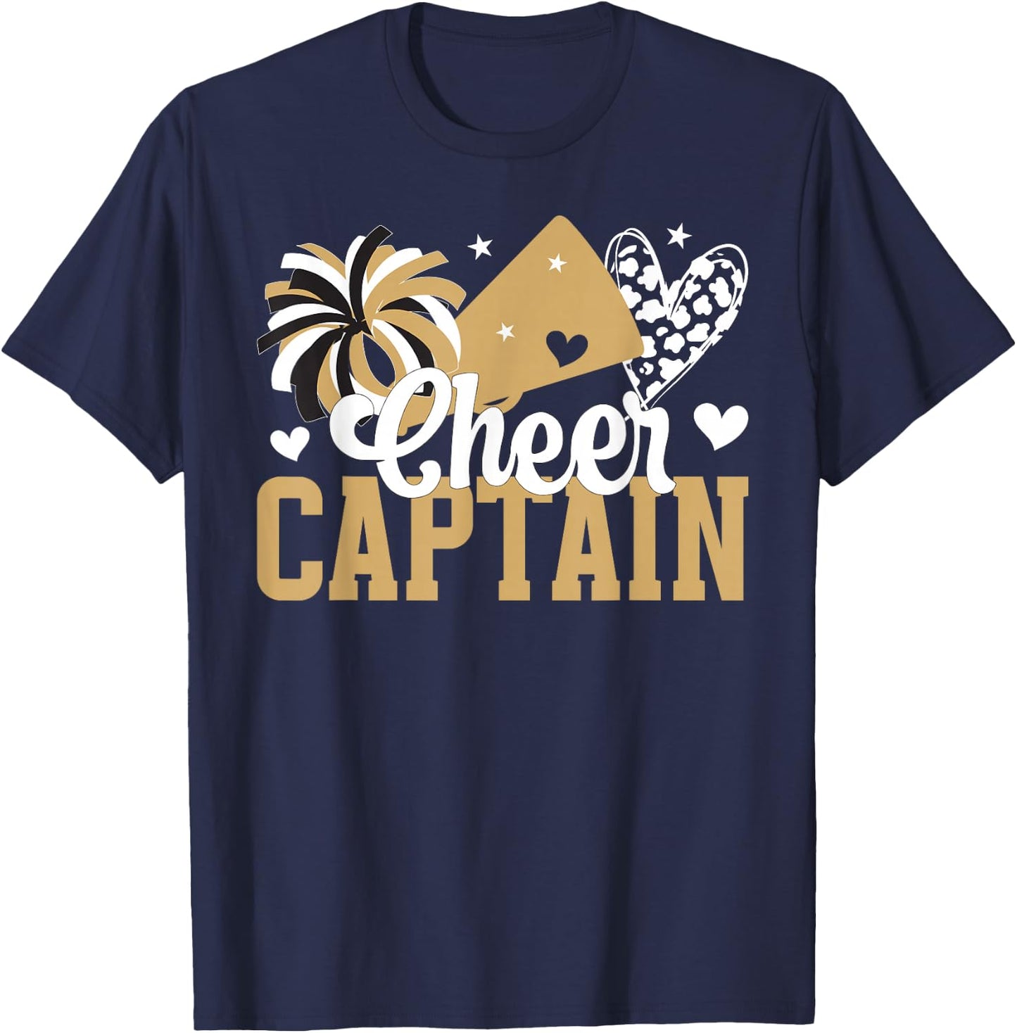 Cheer Captain Heart Cheerleader Captain T-Shirt - T-Shirt | Navy