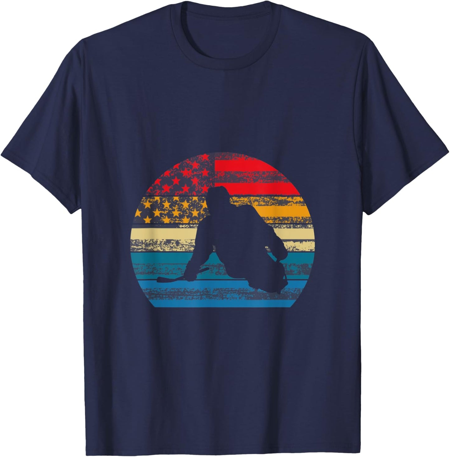 Sled hockey Retro US Flag T-Shirt - T-Shirt | Navy