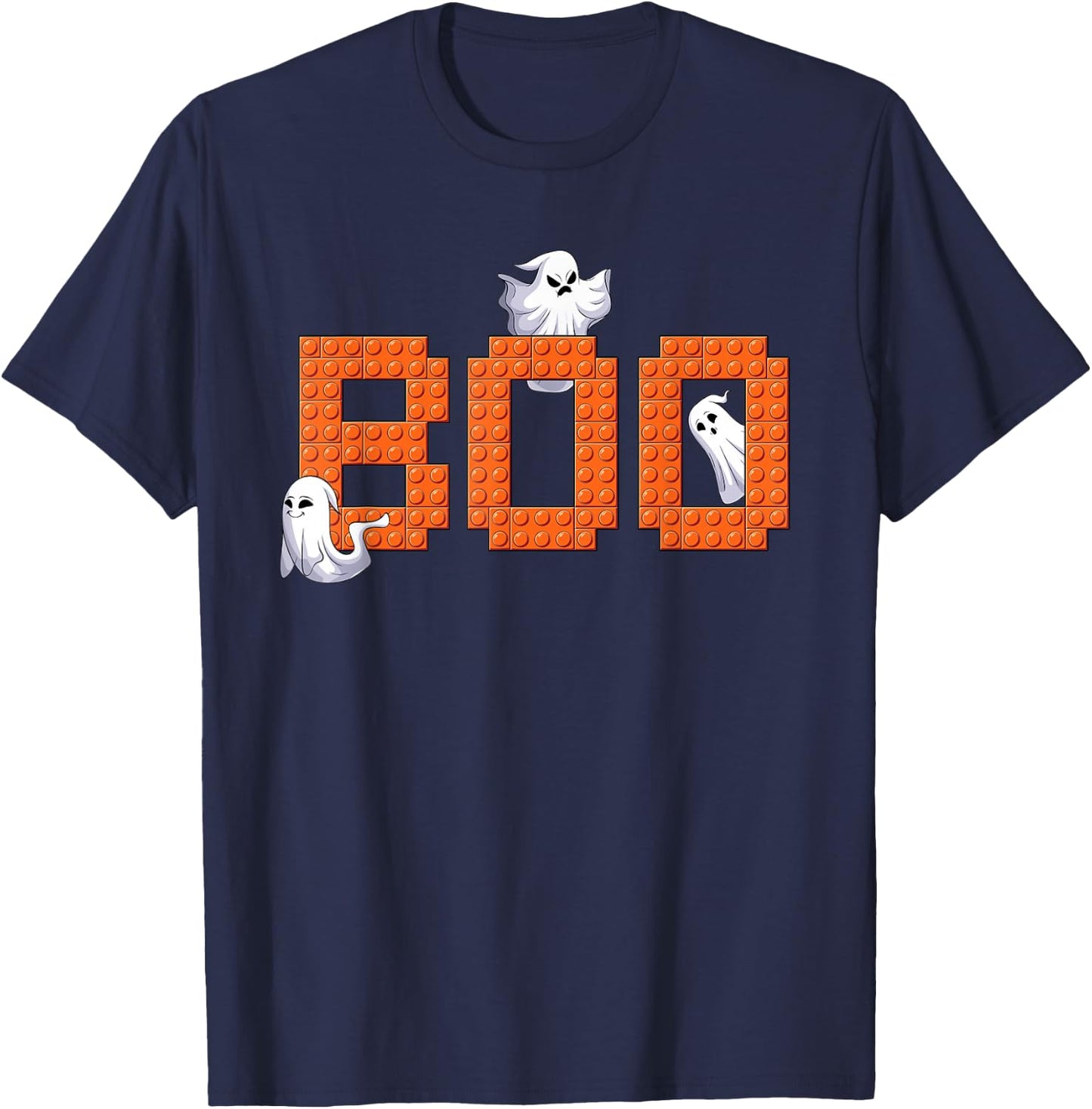Halloween Master Builder Boo ghost Building Blocks Bricks T-Shirt - T-Shirt | Navy