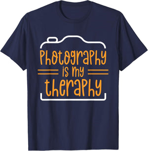 Photography Is My Therapy Photographer Camera Photographers T-Shirt - T-Shirt | Navy
