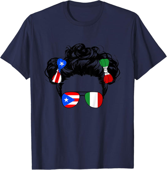Half Italian And Puerto Rican Rico Italy Flag Girl Baby Kids T-Shirt - T-Shirt | Navy
