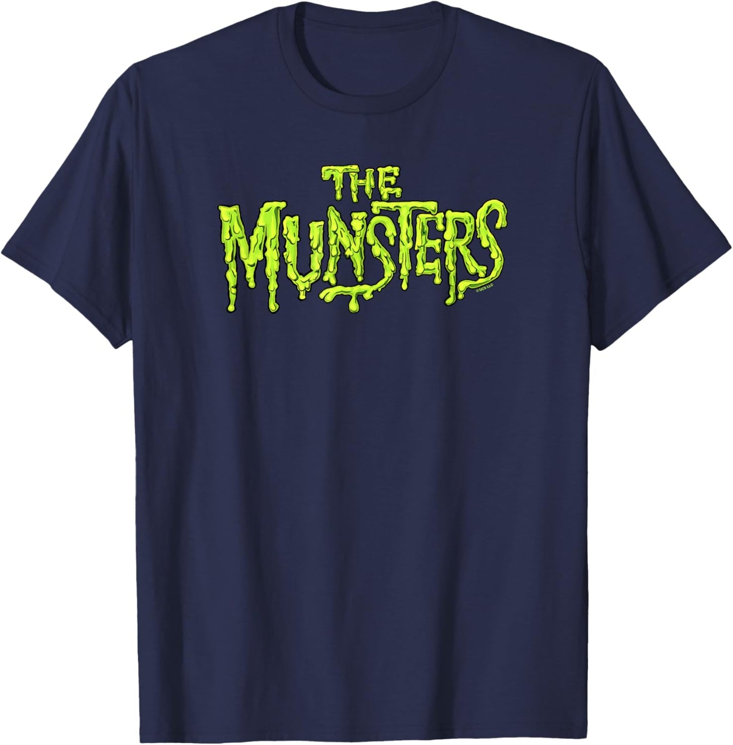 The Munsters Centered Slime Text Logo T-Shirt - T-Shirt | Navy
