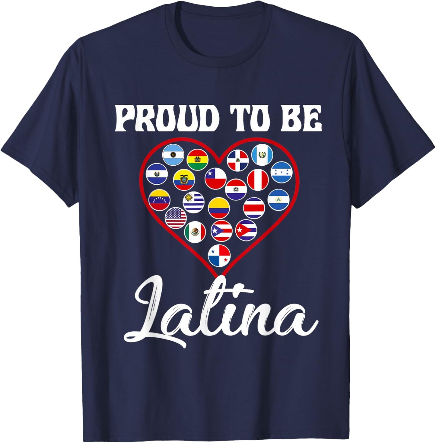 Hispanic Heritage Month 2022 Proud Latina Countries Flag T-Shirt - T-Shirt | Navy
