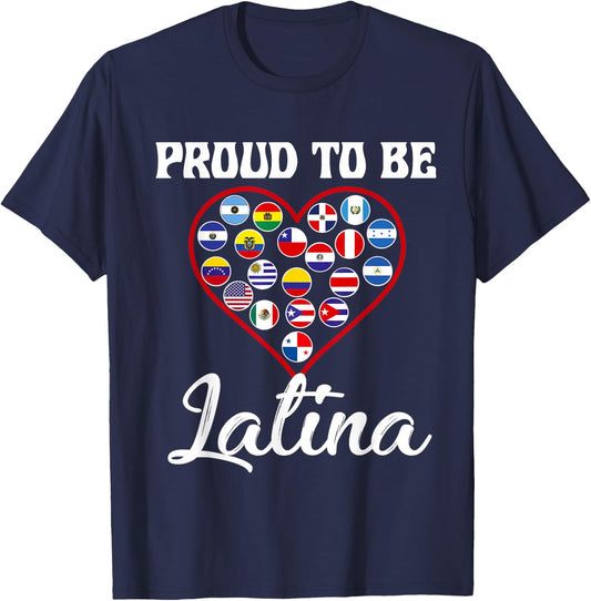 Hispanic Heritage Month 2022 Proud Latina Countries Flag T-Shirt - T-Shirt | Navy