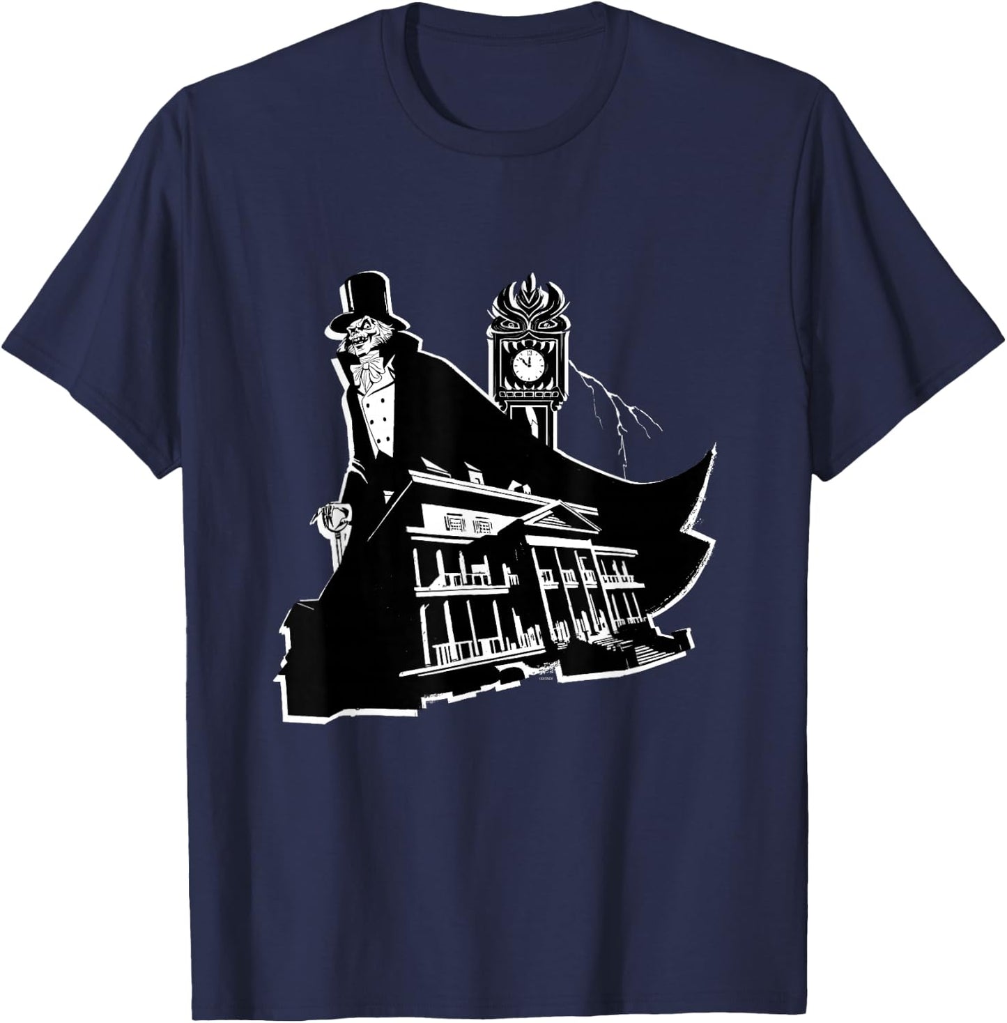 Disney Haunted Mansion Movie Hatbox Ghost Grandfather Clock T-Shirt - T-Shirt | Navy