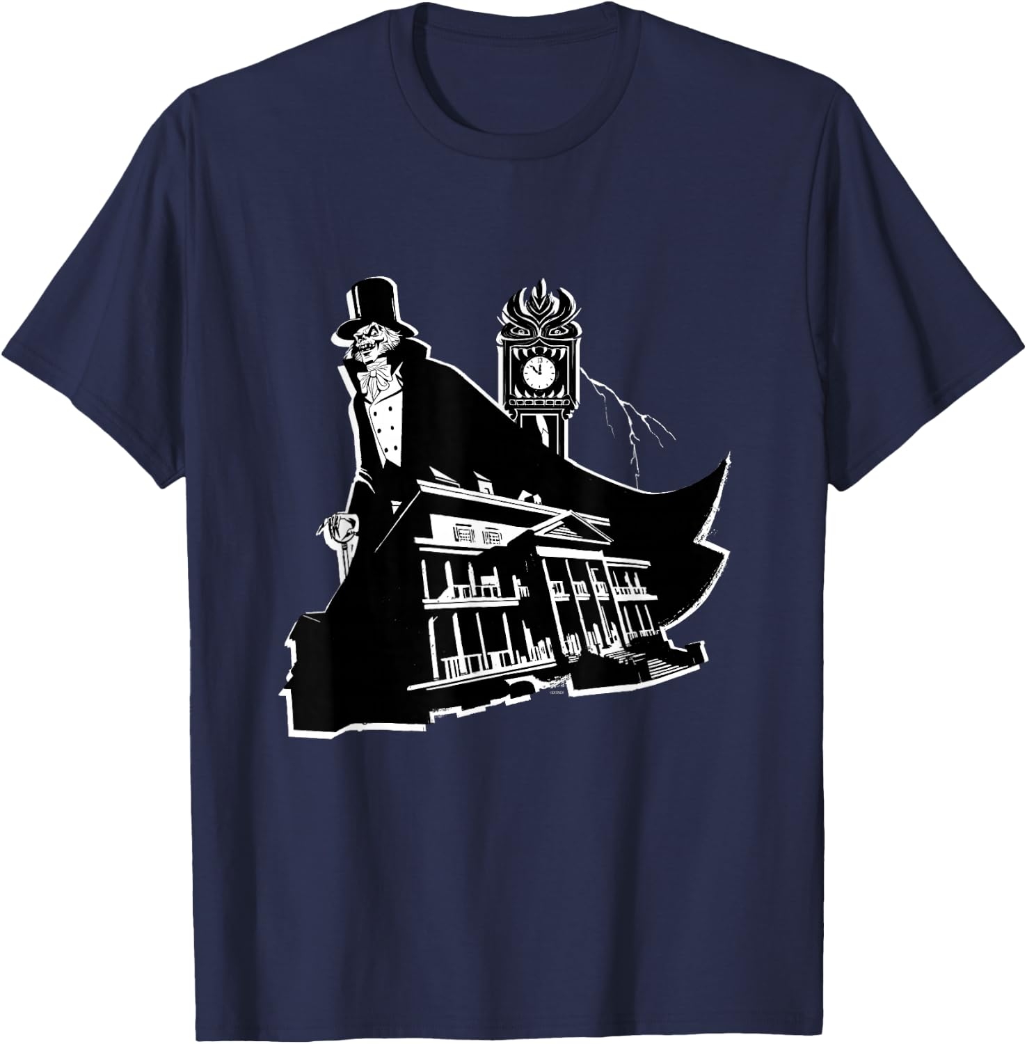 Disney Haunted Mansion Movie Hatbox Ghost Grandfather Clock T-Shirt - T-Shirt | Navy