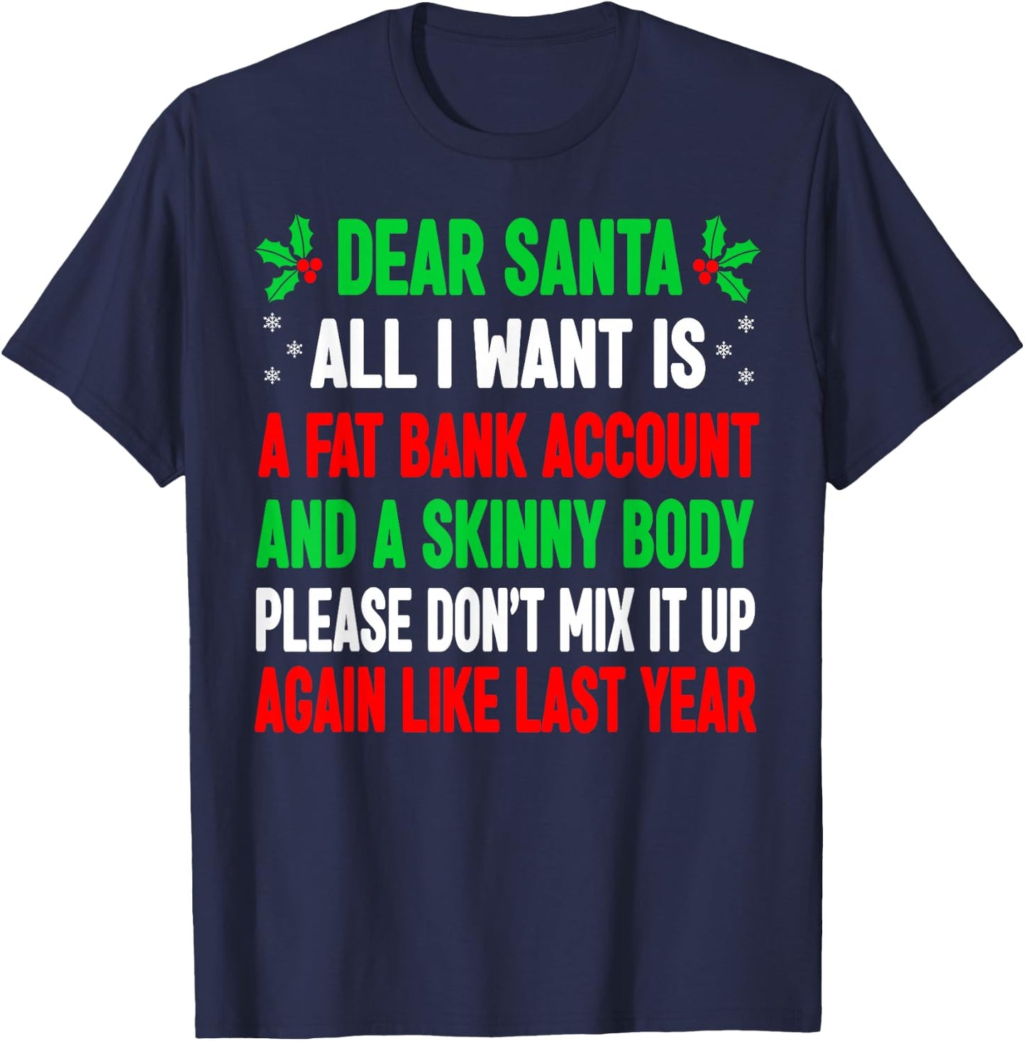 Funny Christmas Shirts Men Adult Dear Santa T-Shirt - T-Shirt | Navy