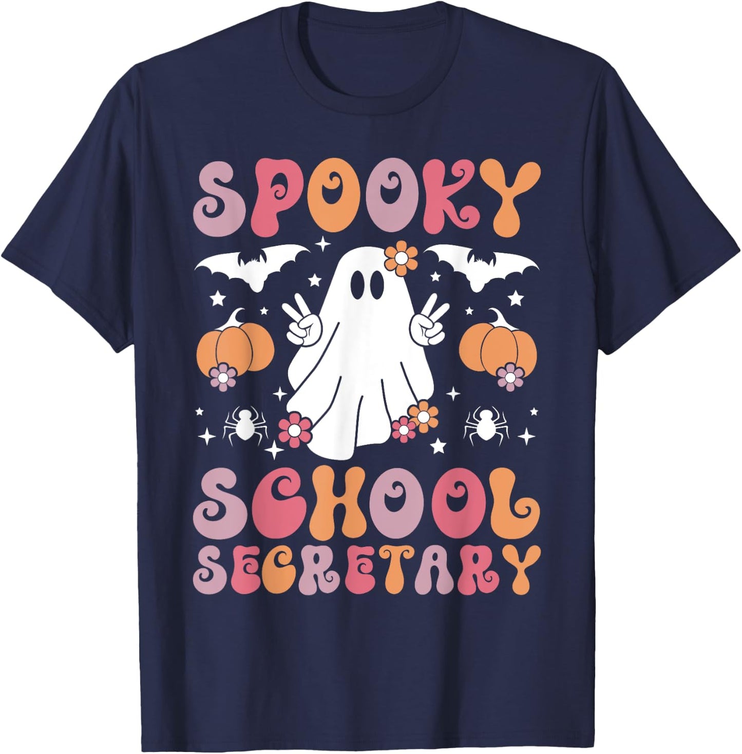 Spooky School Secretary Halloween Secretary T-Shirt - T-Shirt | Navy