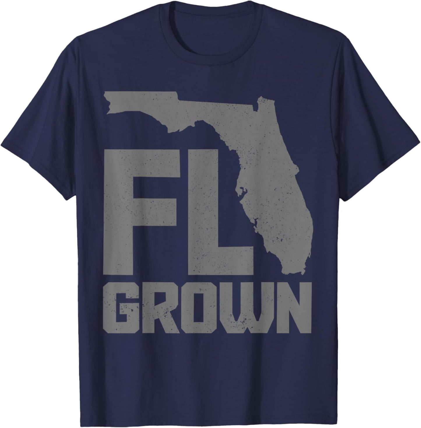 Florida FL Grown State Map Pride Vintage T-Shirt - T-Shirt | Navy