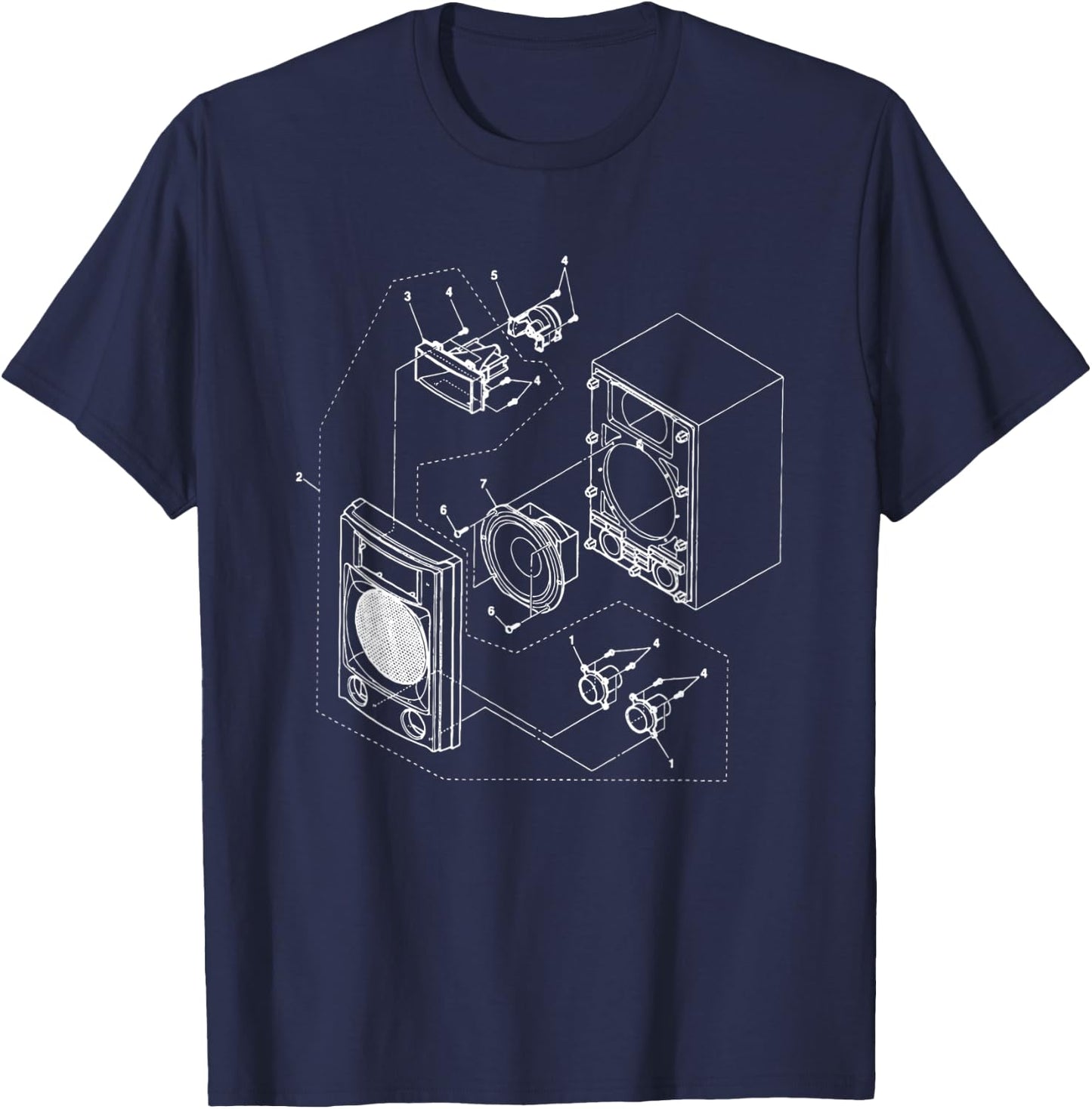 Audio Speaker Diagram for the music lover T-Shirt - T-Shirt | Navy