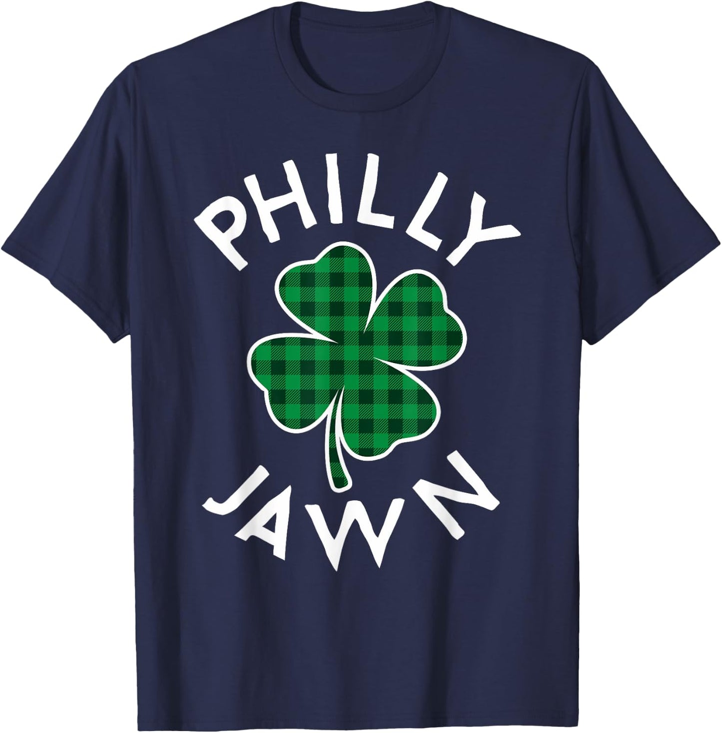 Philly Jawn Philadelphia Plaid Lucky Clover St Patrick's Day T-Shirt - T-Shirt | Navy