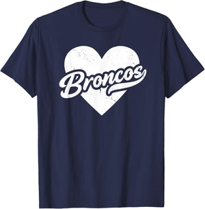 Vintage Broncos School Spirit Go Broncos Pride Love T-Shirt - T-Shirt | Navy