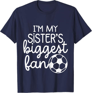Baby Soccer Big Sisters Biggest Fan for Toddler Boys Girls T-Shirt - T-Shirt | Navy