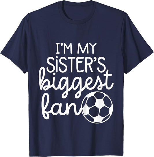 Baby Soccer Big Sisters Biggest Fan for Toddler Boys Girls T-Shirt - T-Shirt | Navy