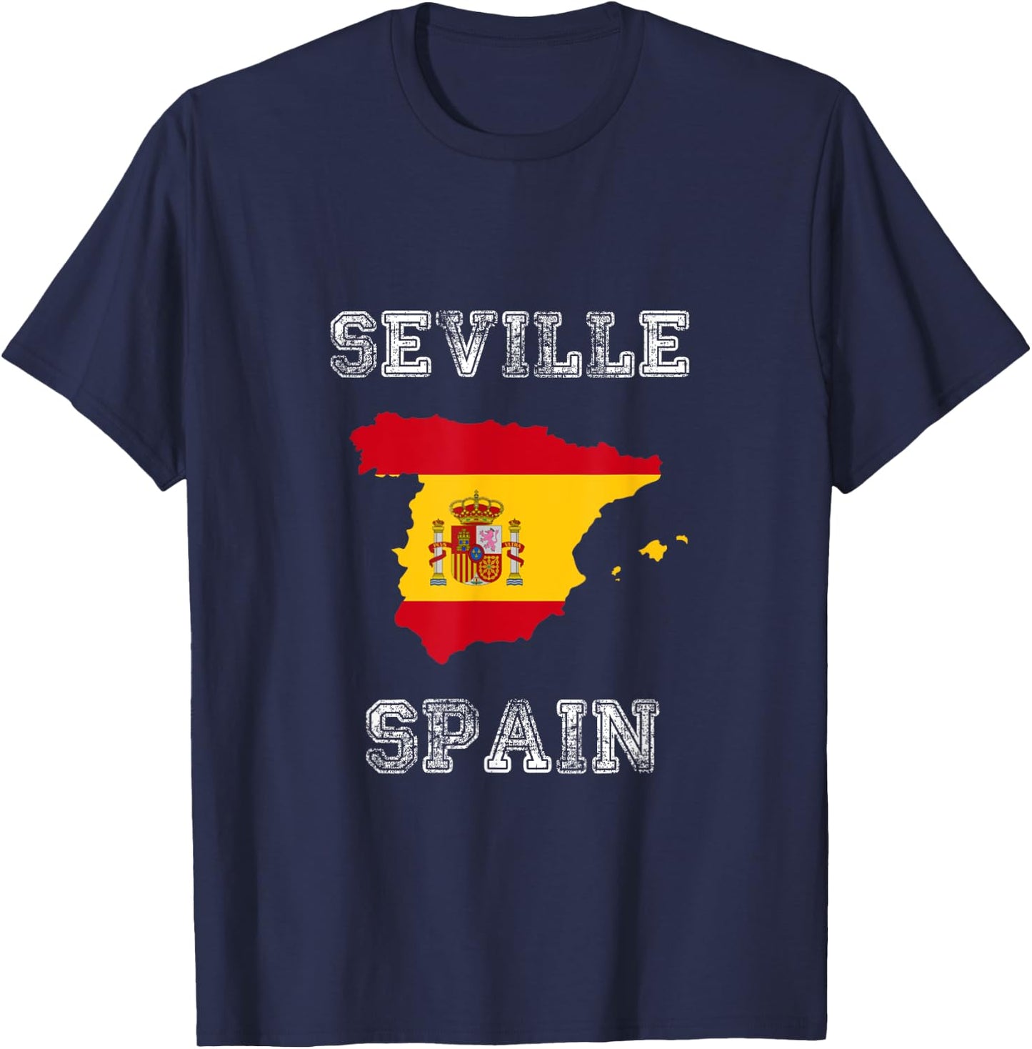 Retro Seville Spain Distressed Spain Flag T-Shirt - T-Shirt | Navy