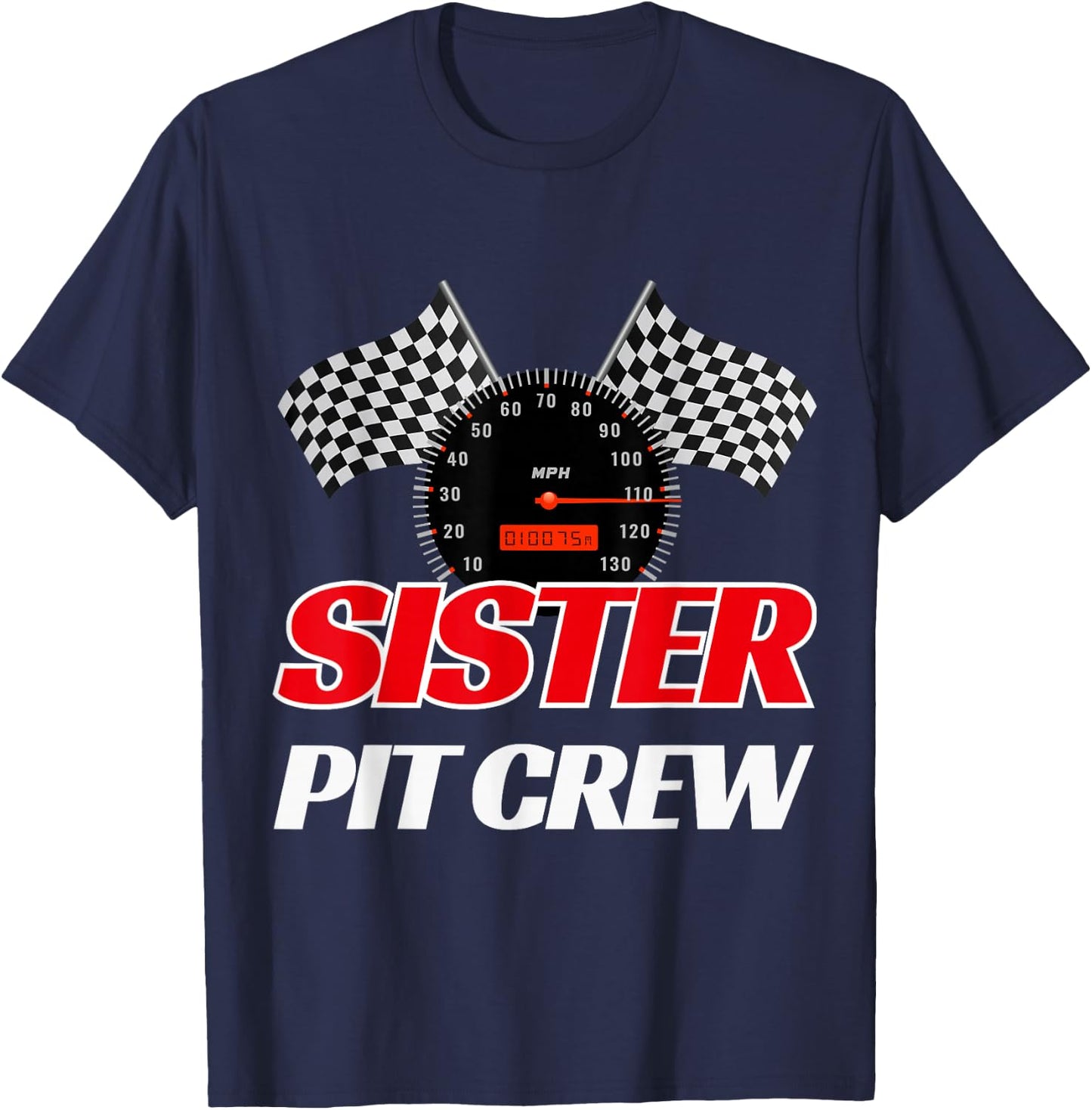 Sister Pit Crew Race Car Birthday Party Racing T-Shirt - T-Shirt | Navy