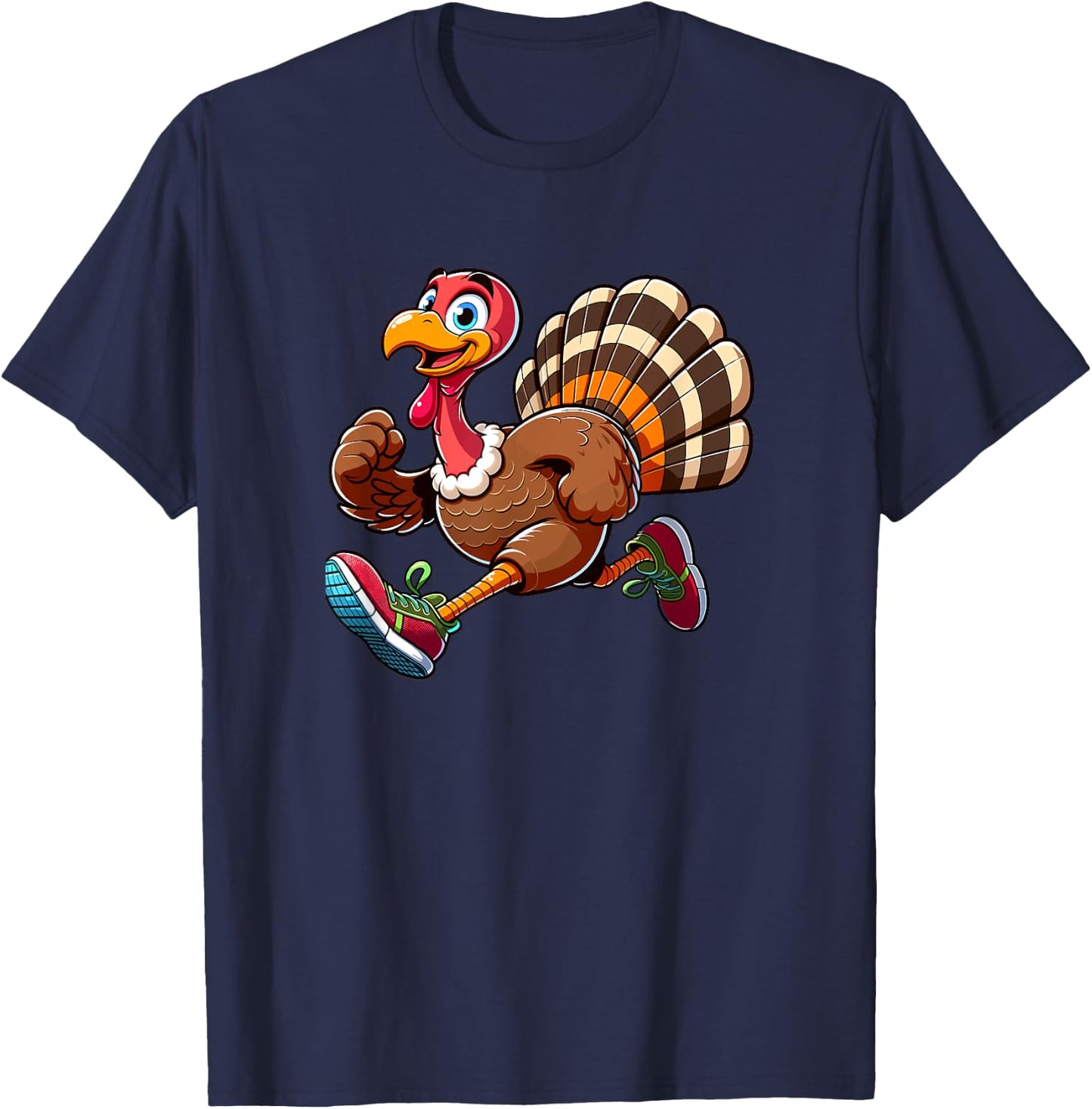 Running Turkey- Turkey Trot Running Thanksgiving T-Shirt - T-Shirt | Navy