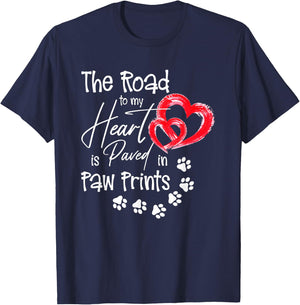 The Road to my Heart is Paved with Paw-Prints Dog Lover T-Shirt - T-Shirt | Navy