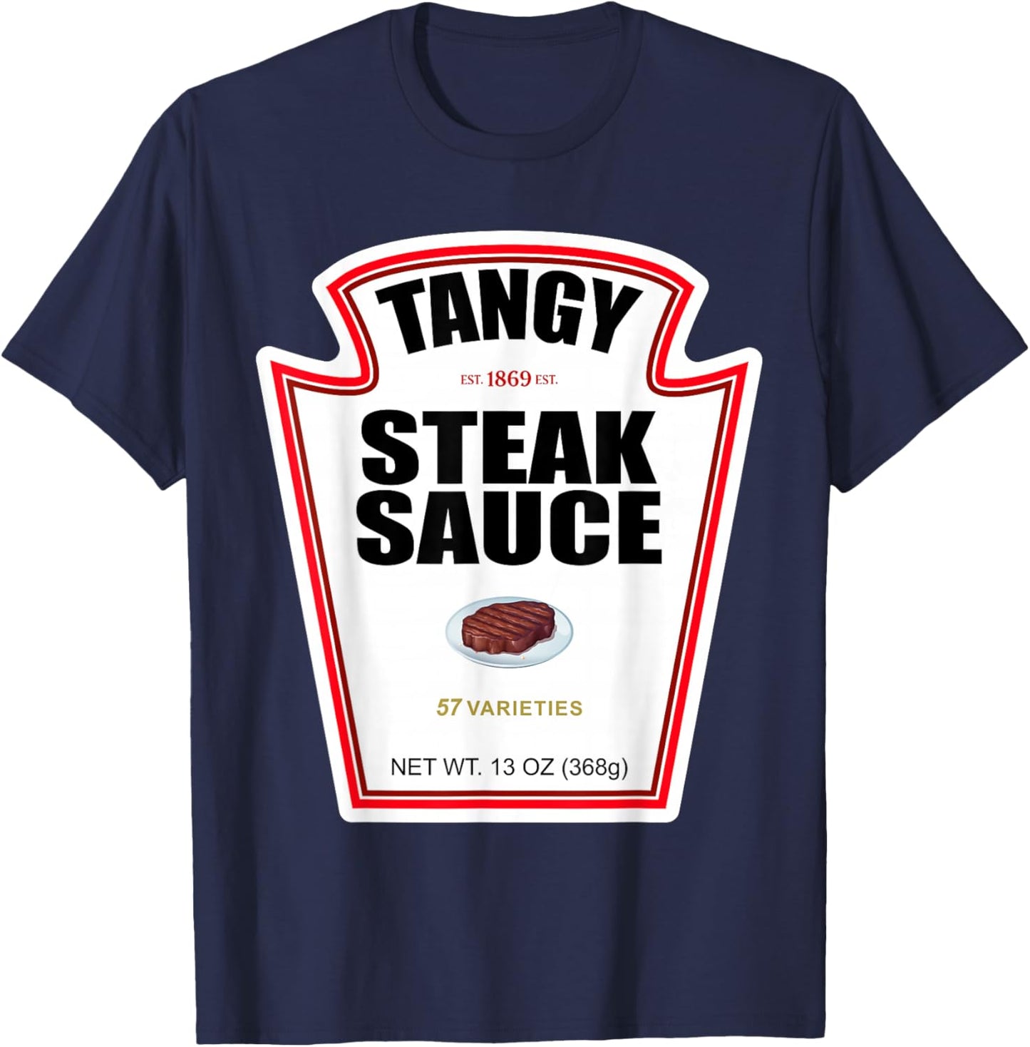 Steak Sauce Bottle Label Funny Halloween Costume Outfit T-Shirt - T-Shirt | Navy