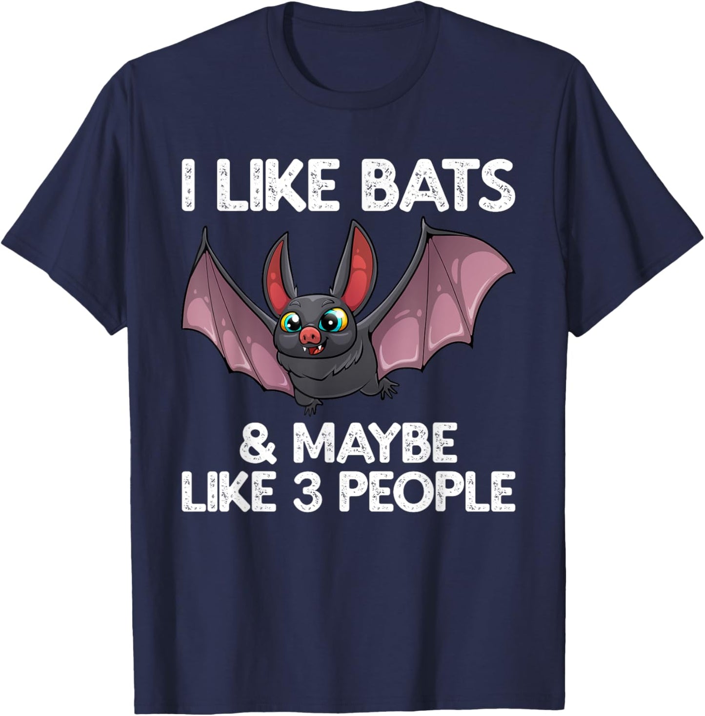 Cute Bat Art Women Nocturnal Bird Creature Bat Lover T-Shirt - T-Shirt | Navy