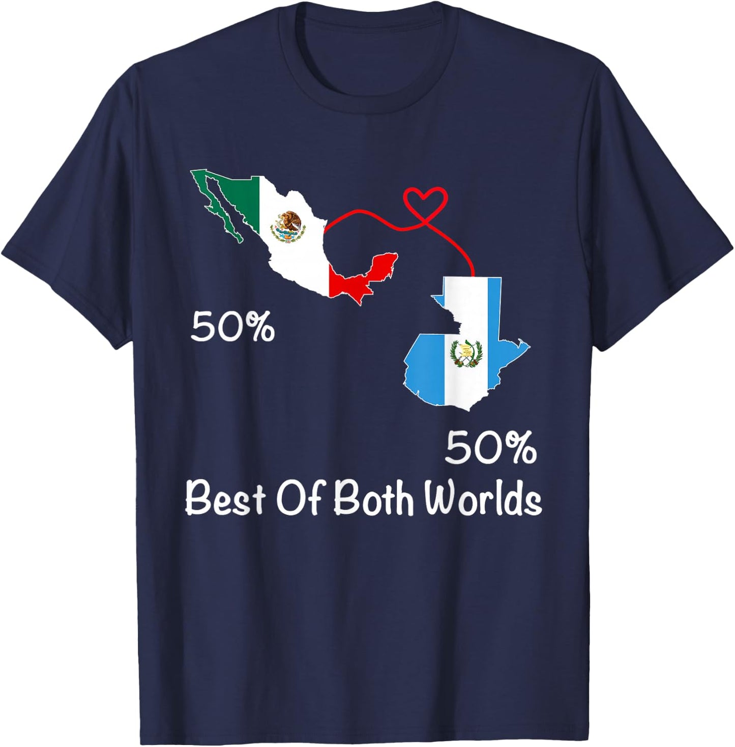 Half Mexican Half Guatemalan Flag Map Mexico Guatemala T-Shirt - T-Shirt | Navy