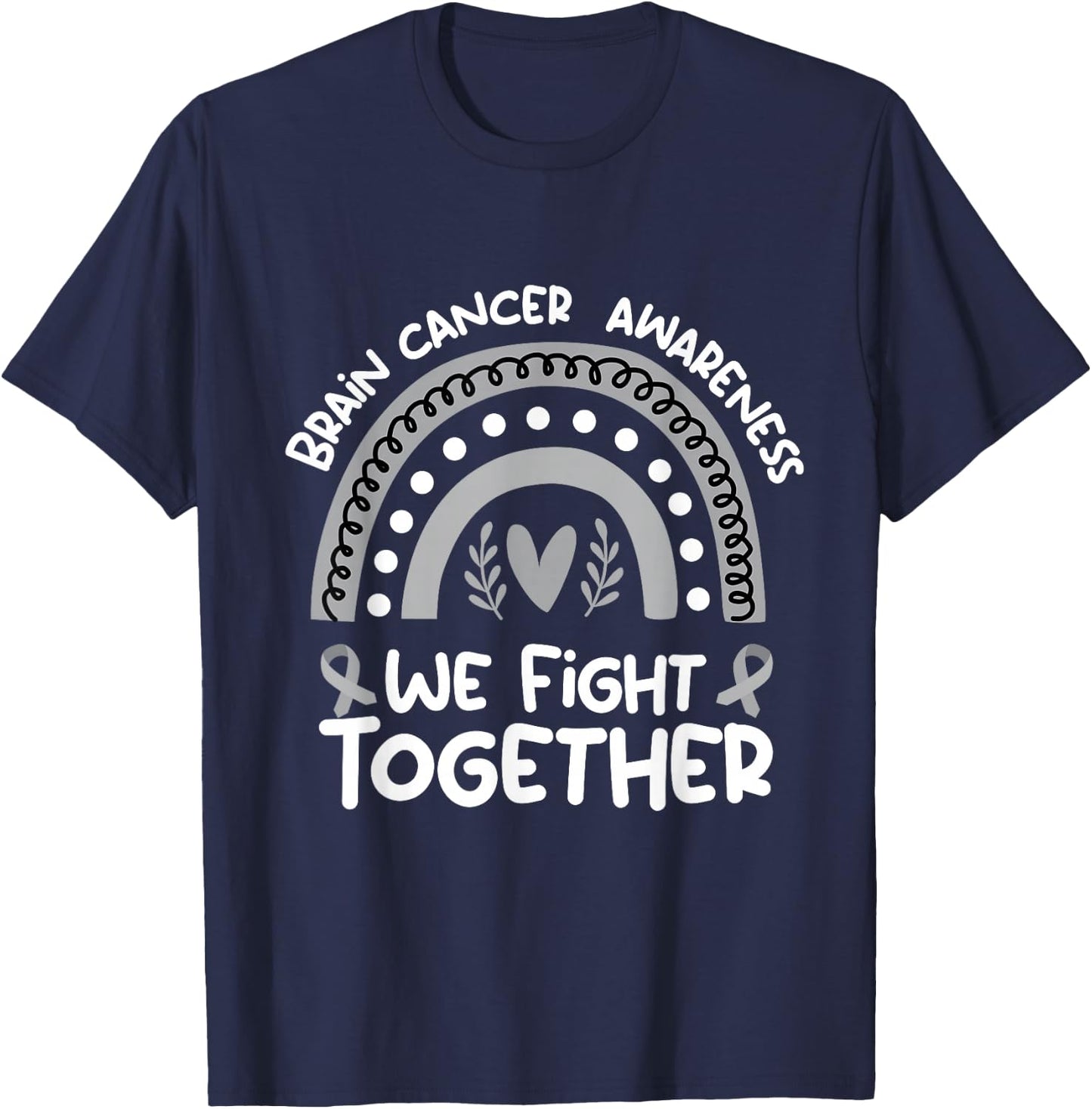 We Fight Together Brain cancer Awareness Shirt Brain cancer T-Shirt - T-Shirt | Navy