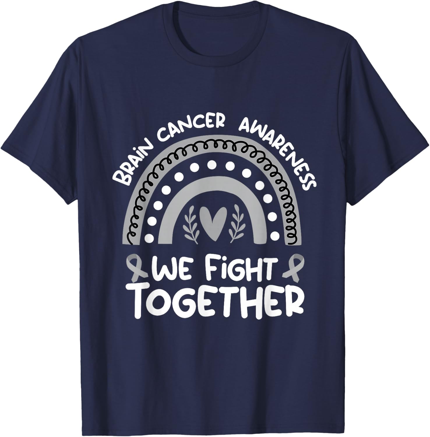 We Fight Together Brain cancer Awareness Shirt Brain cancer T-Shirt - T-Shirt | Navy