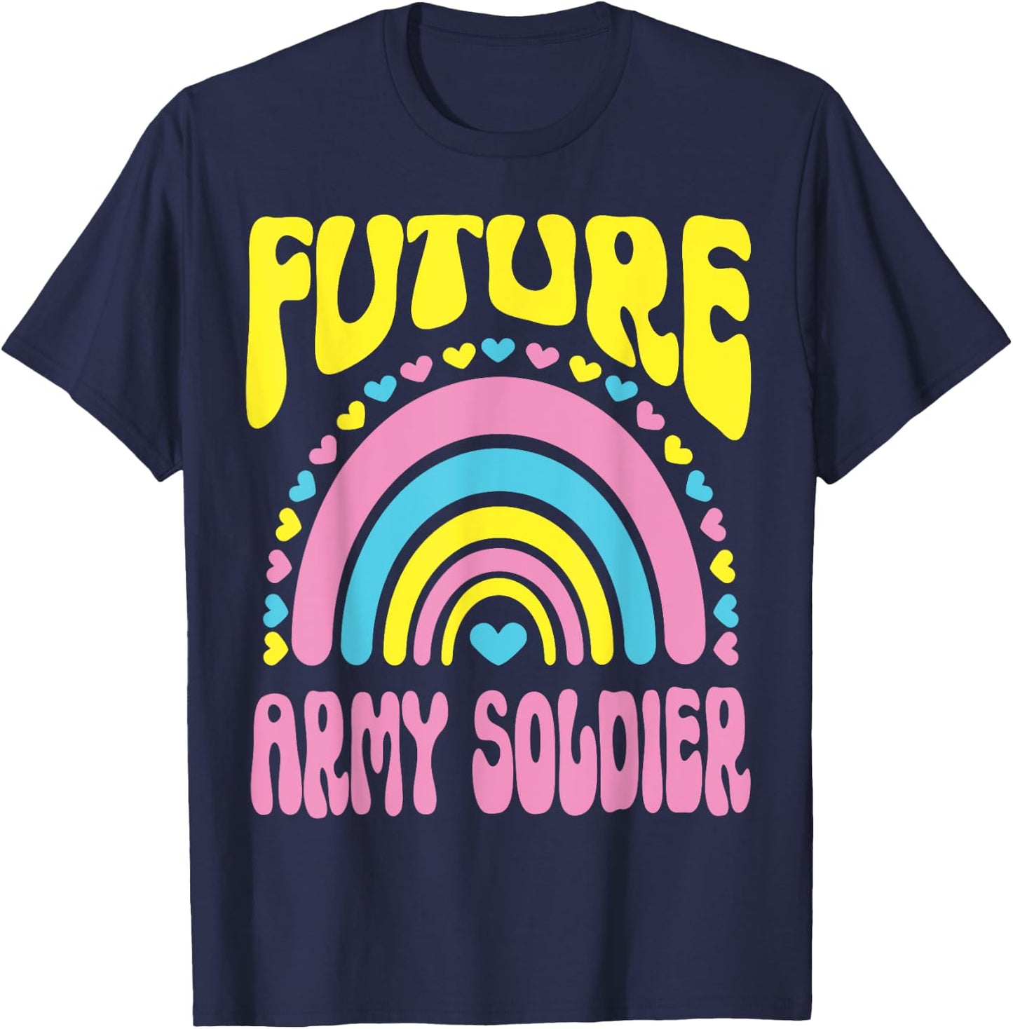 Future Army Soldier Bright Retro Rainbow Occupation T-Shirt - T-Shirt | Navy