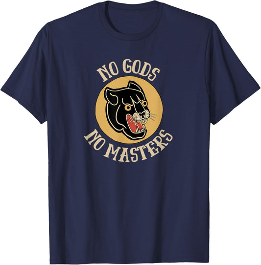 No Gods No Masters - Retro Anarchist Black Panther Punk T-Shirt - T-Shirt | Navy