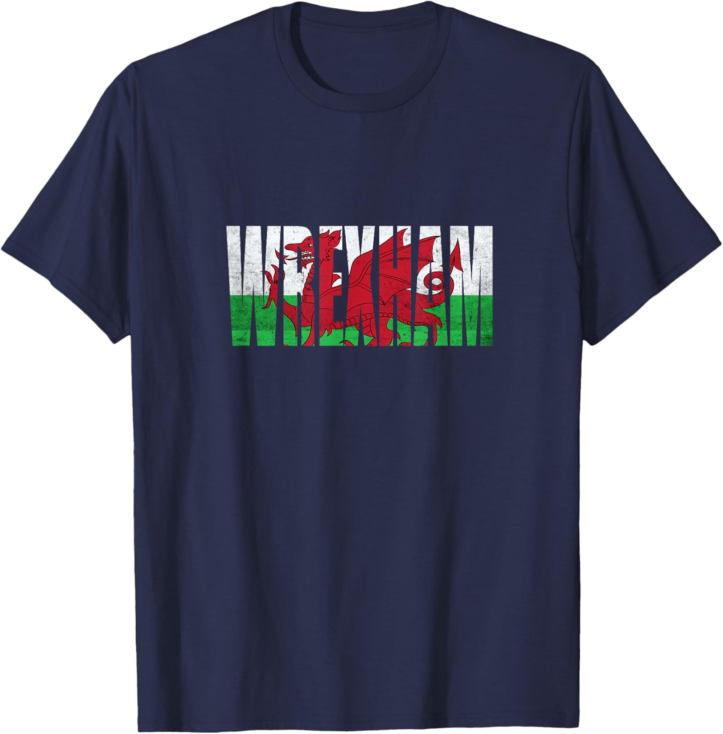 Wrexham Wales Flag Welsh Dragon Gifts Apparel Merch Souvenir T-Shirt - T-Shirt | Navy
